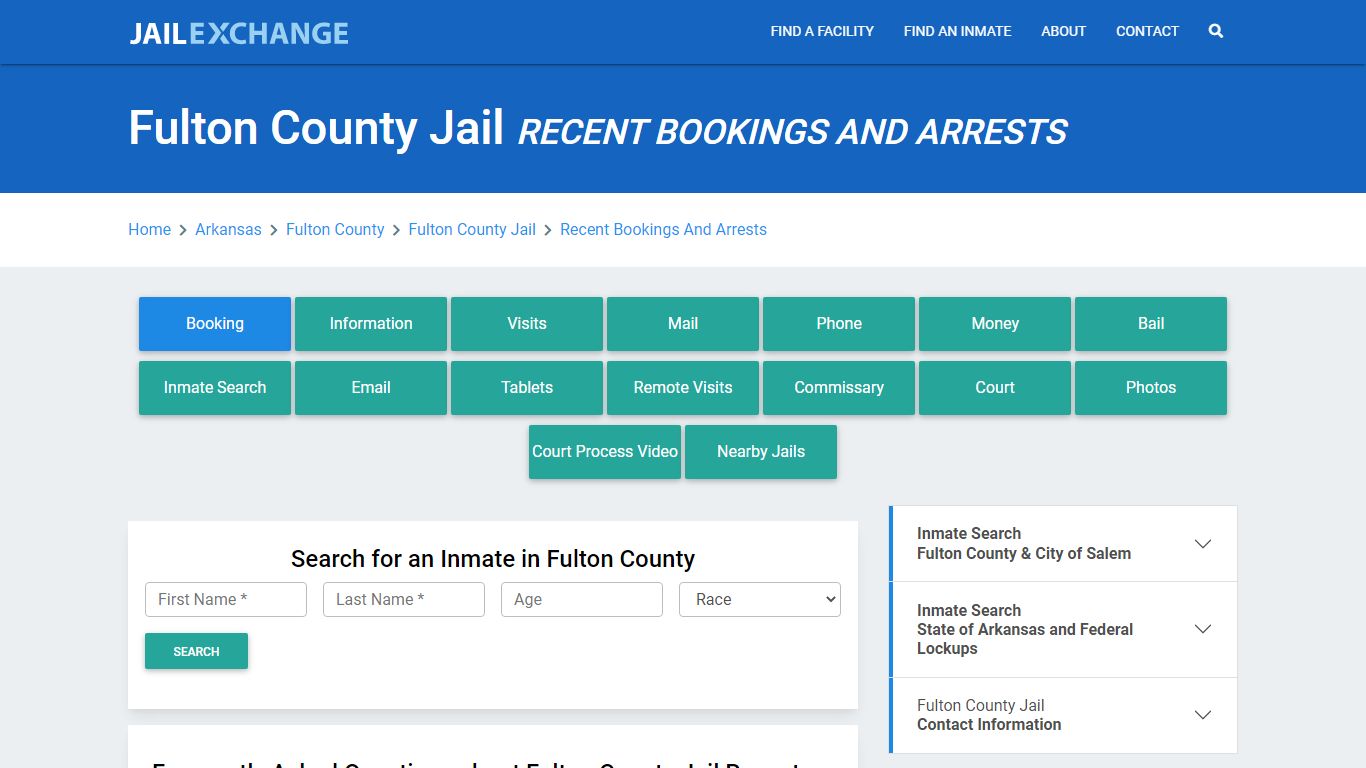 Fulton County Jail AR Recent Arrests and Bookings - Jail Exchange