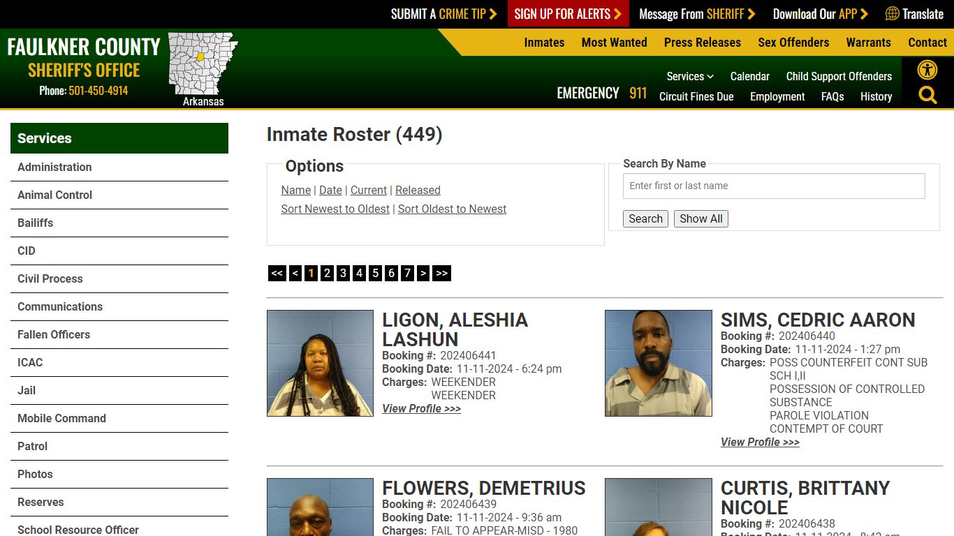 Inmate Roster - Current Inmates Booking Date Descending - Arkansas